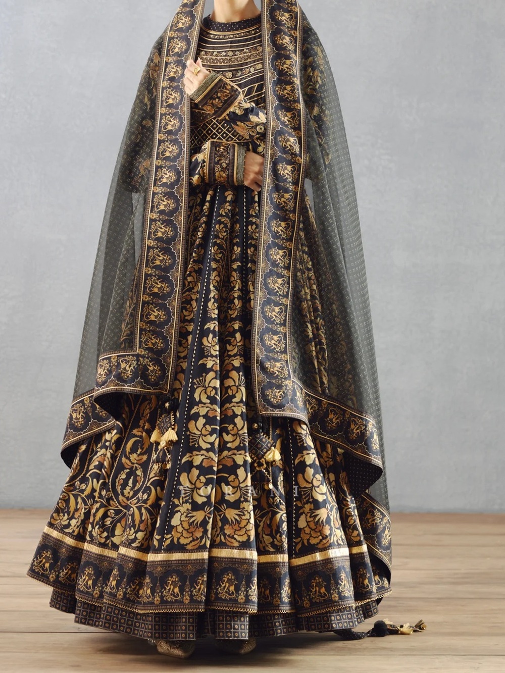 Torani black and gold anarkali set
